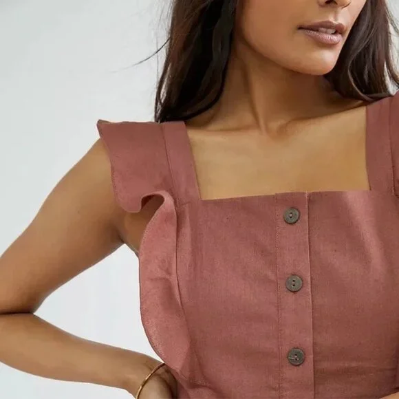 HUTCH "Ruffled Maxi Dress In Assorted-Rust Red" - Picture 3 of 6